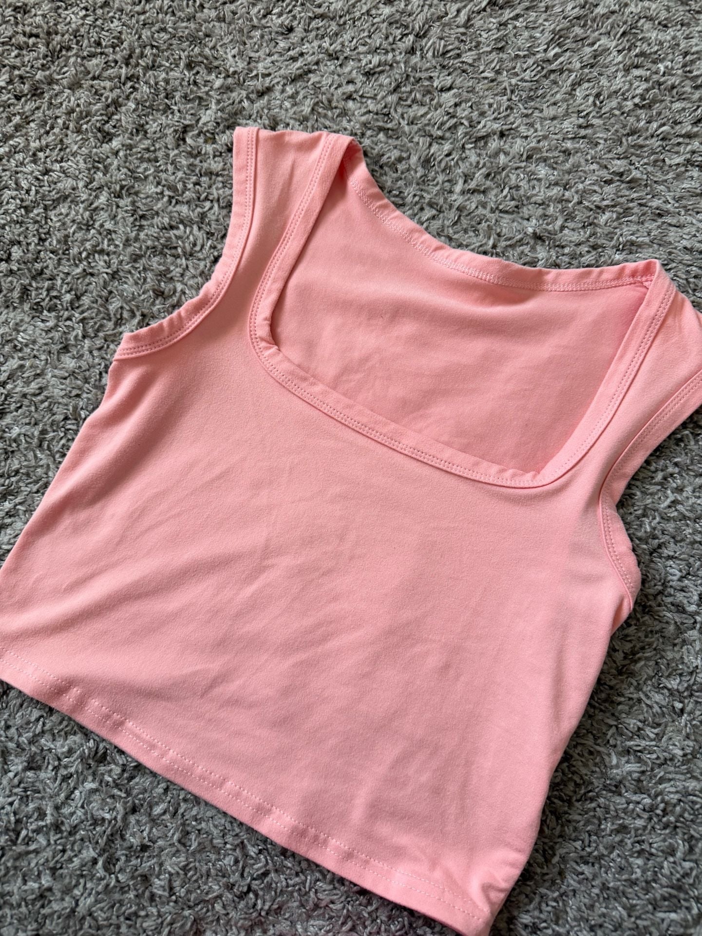 SHEIN Pink Square Neck Crop Tank Top 2