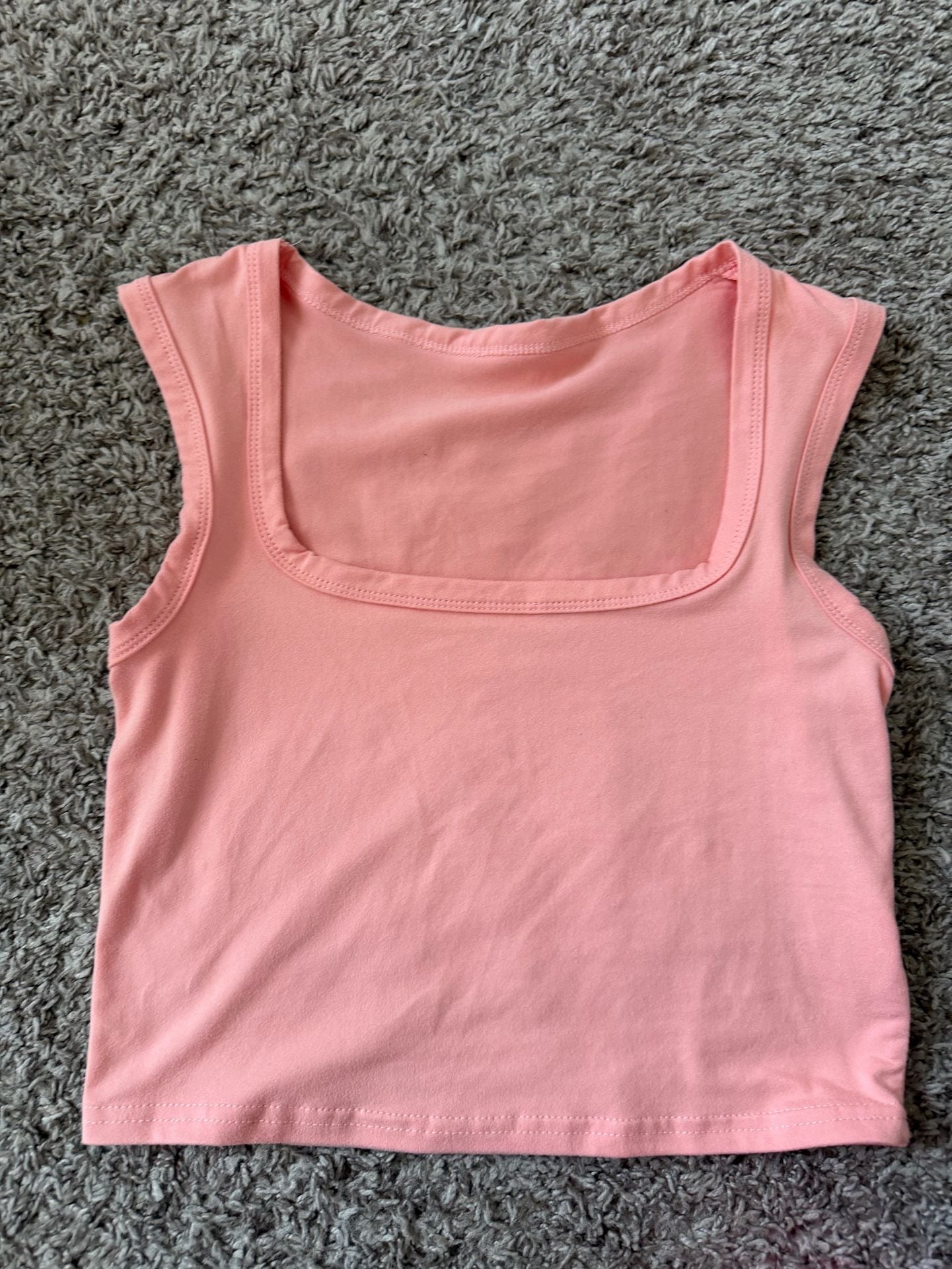 SHEIN Pink Square Neck Crop Tank Top 3