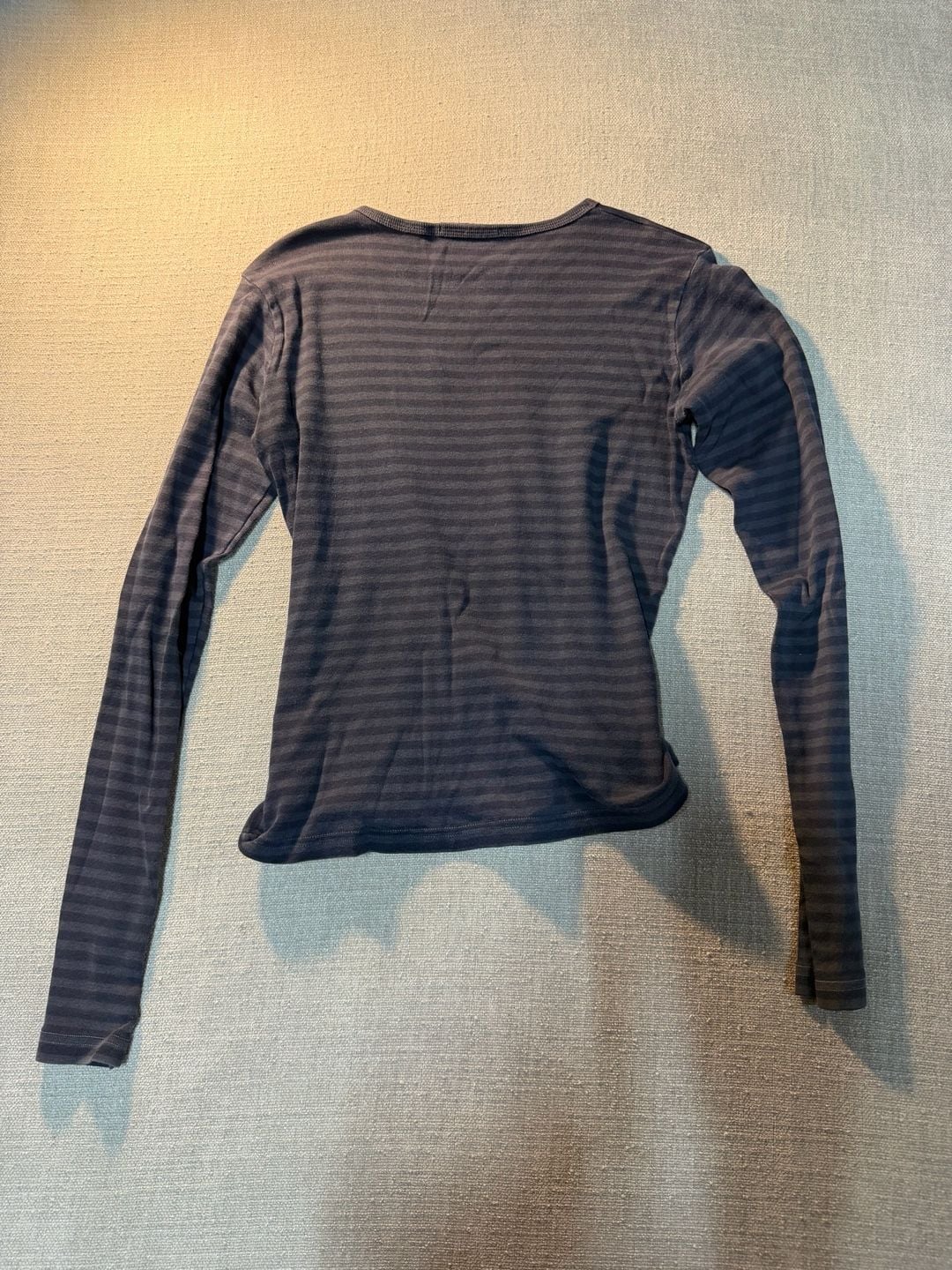 Brandy Melville Leah Striped Top Size 16 Grey Blue Long Sleeve 5