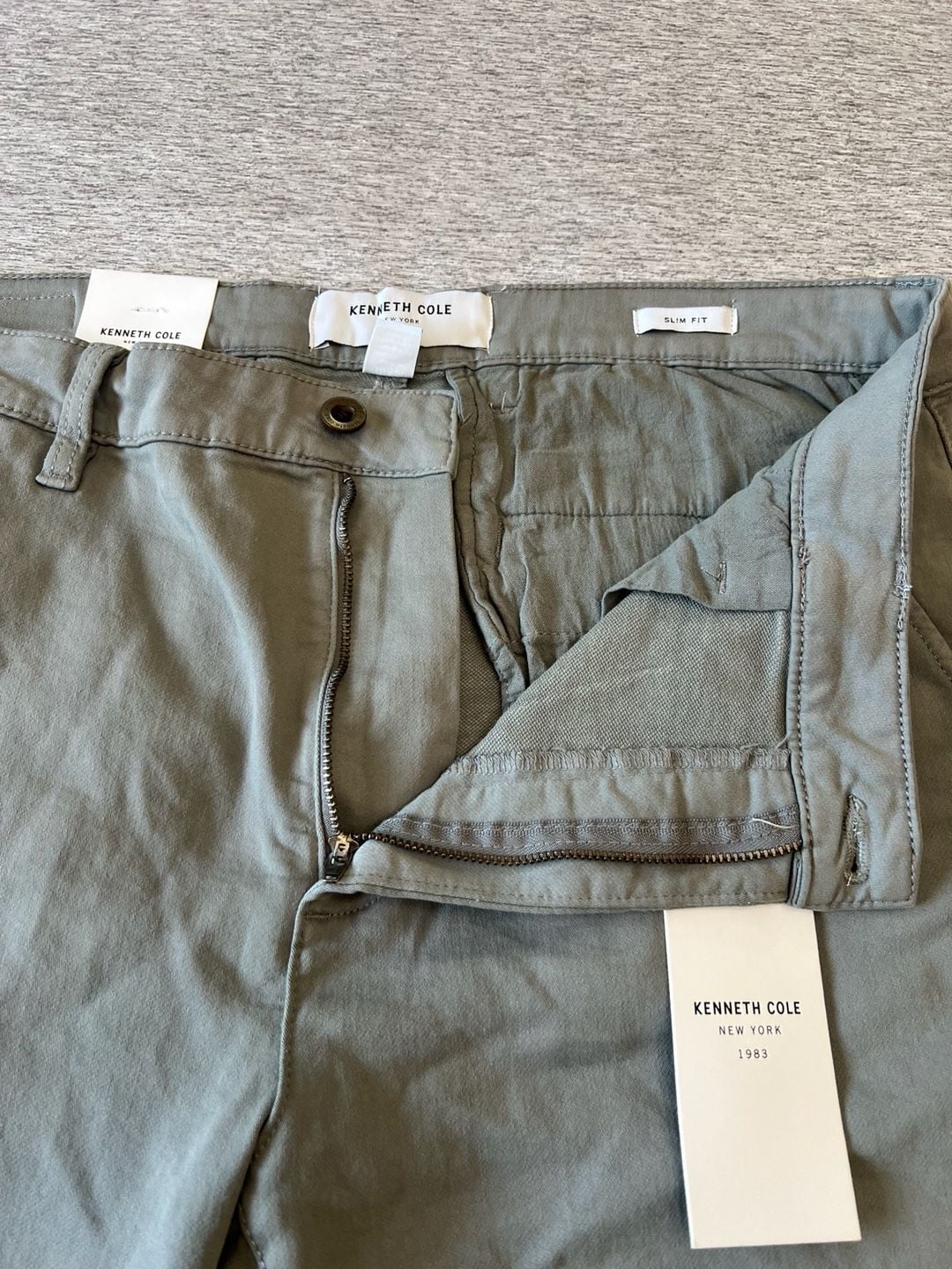 Kenneth Cole Men's Slim Fit Chino Pants 36x30 Olive Green New 4