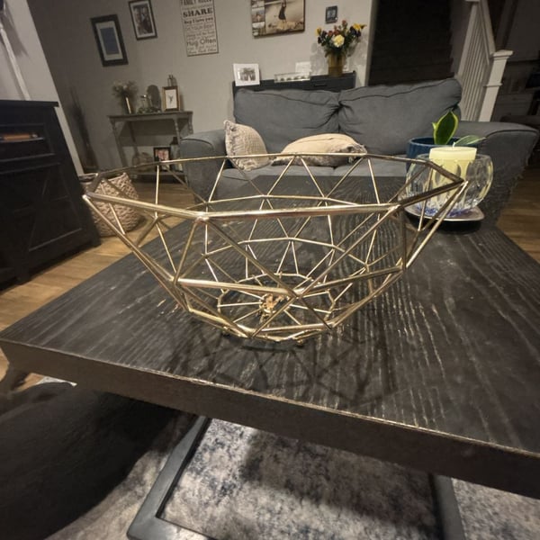 IBWell Geometric Metal Wire Fruit Bowl Gold