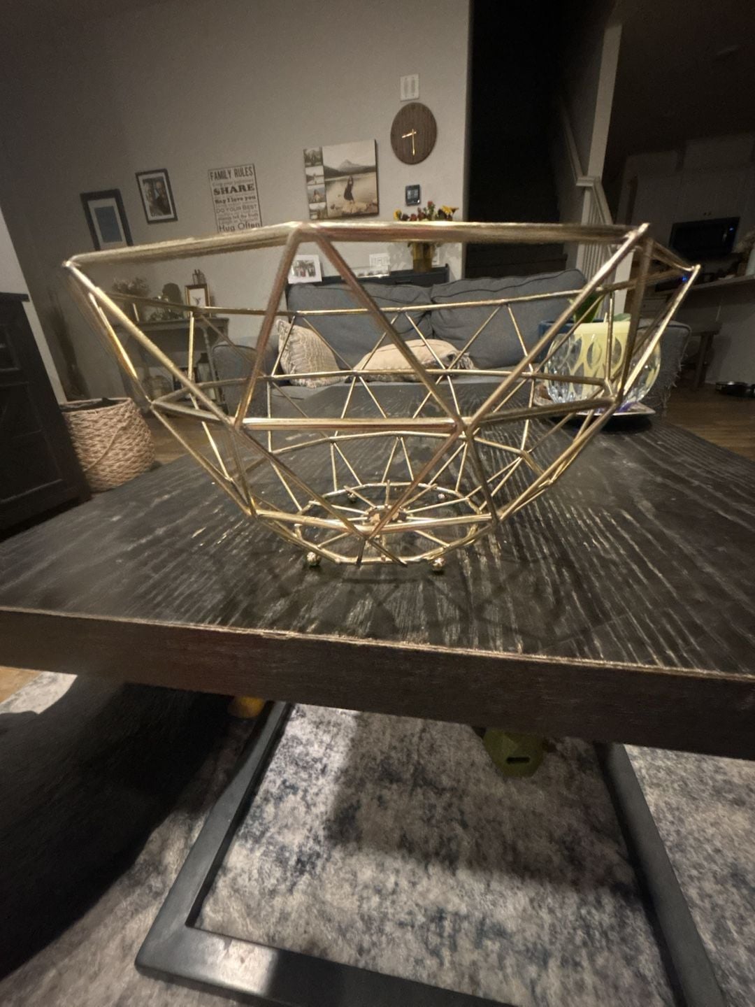 IBWell Geometric Metal Wire Fruit Bowl Gold 2