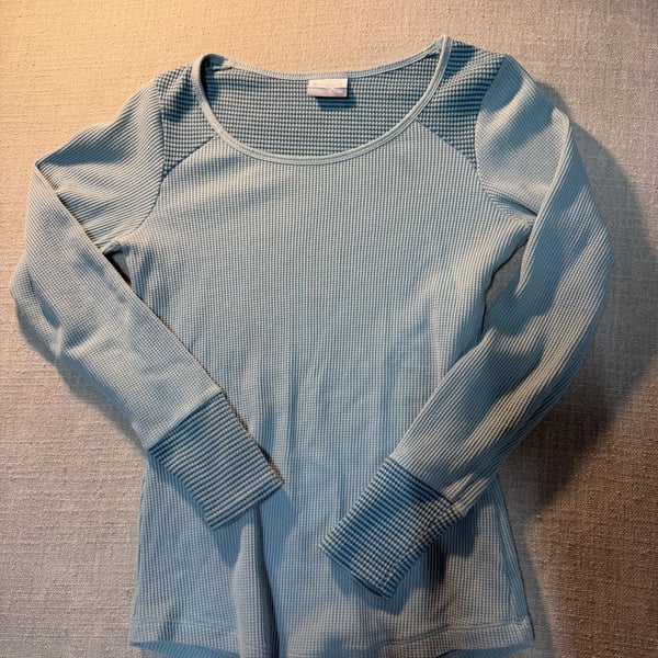 Columbia Waffle Knit Thermal Top Size XS Blue Long Sleeve