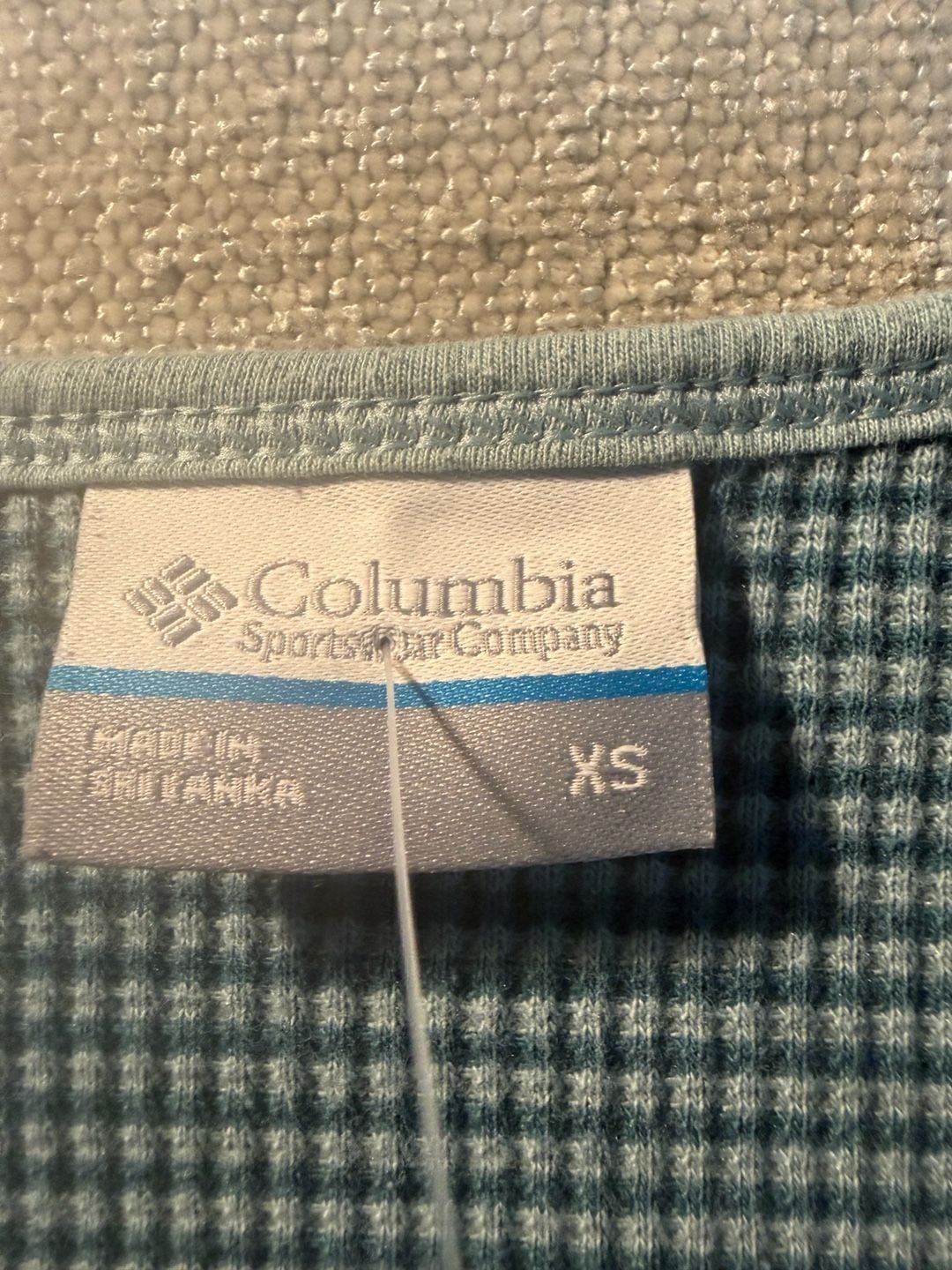 Columbia Waffle Knit Thermal Top Size XS Blue Long Sleeve 3