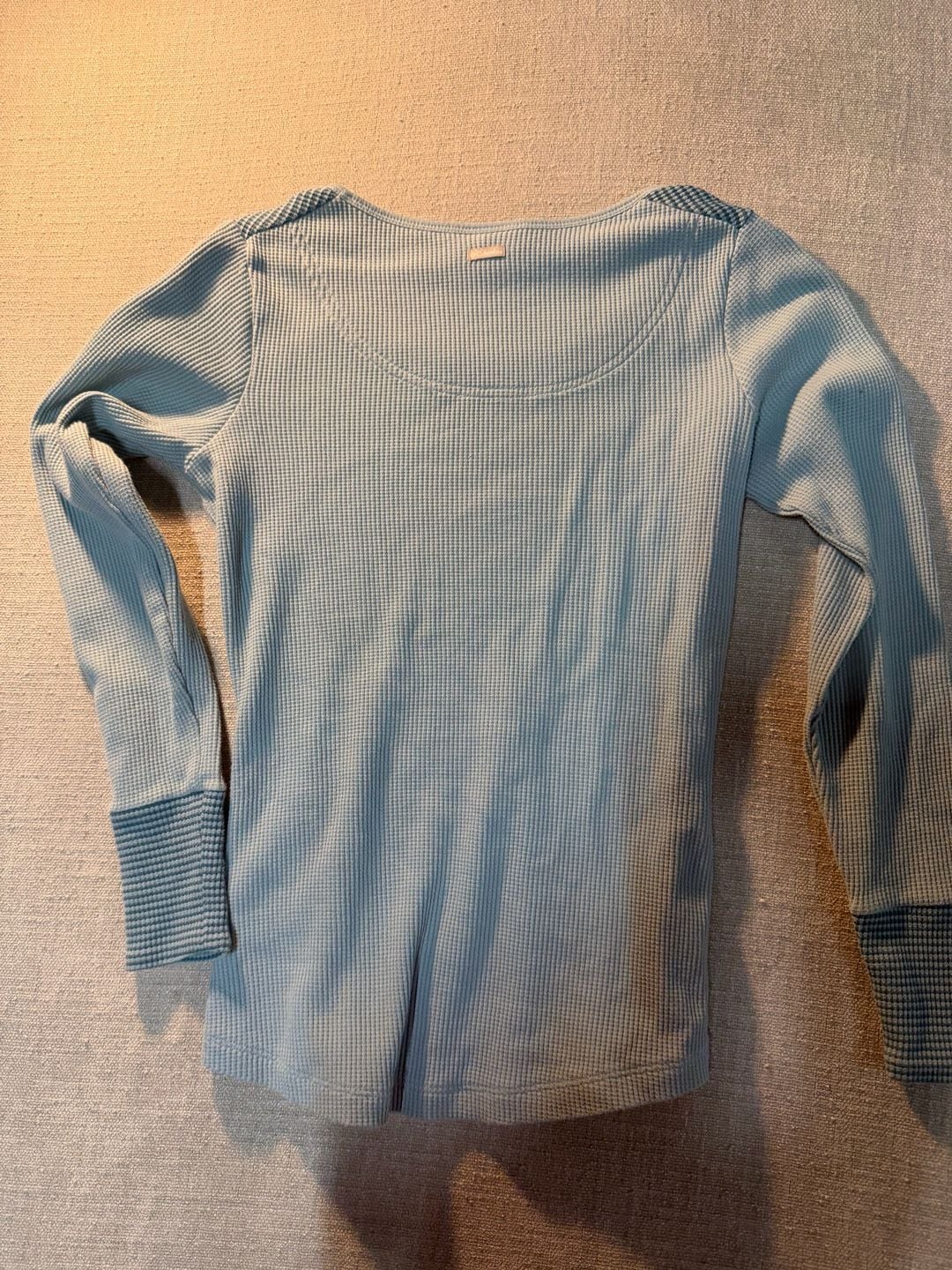 Columbia Waffle Knit Thermal Top Size XS Blue Long Sleeve 4