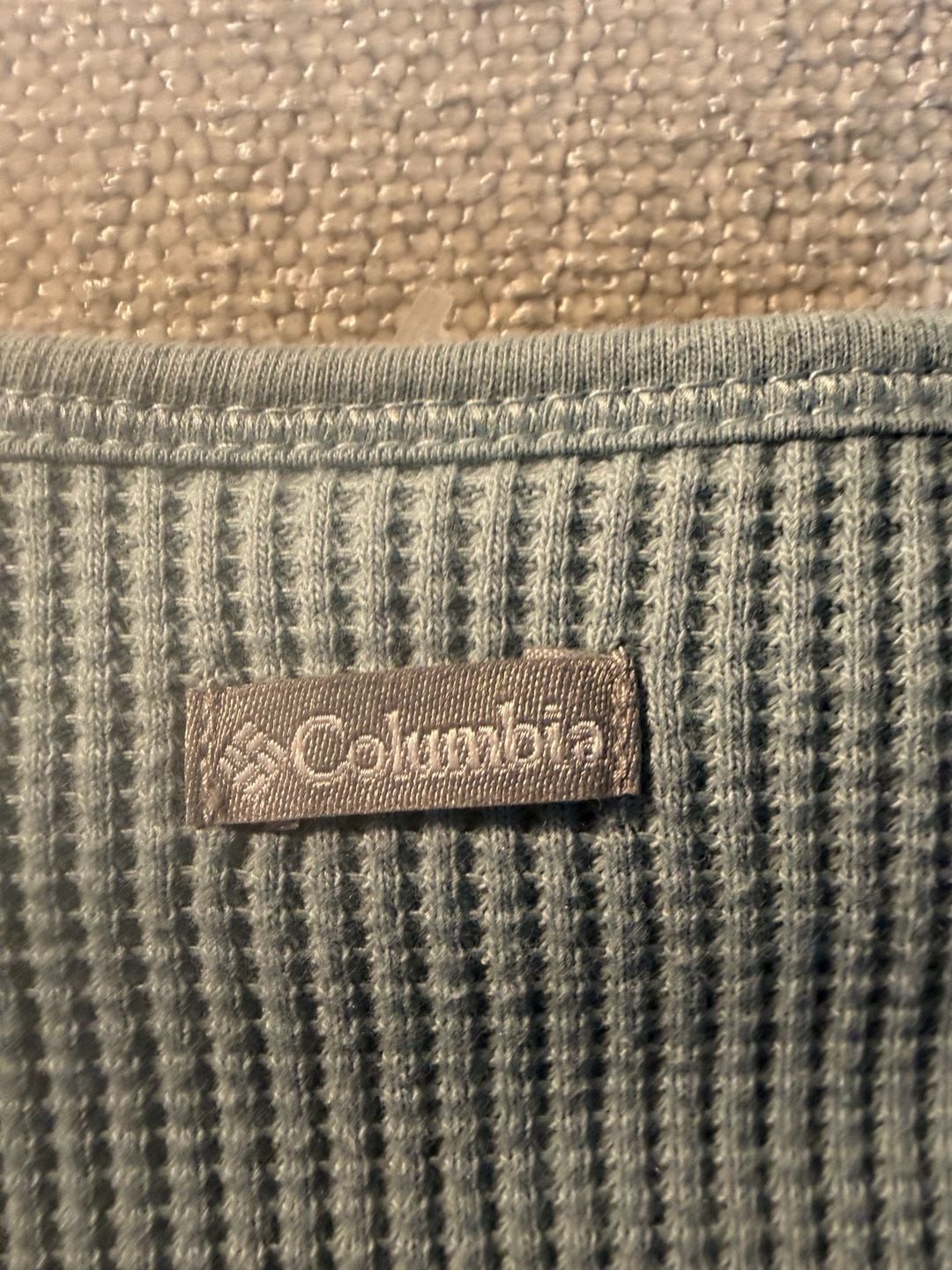 Columbia Waffle Knit Thermal Top Size XS Blue Long Sleeve 5