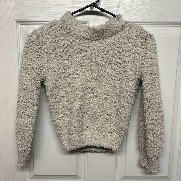 SO Mock Neck Popcorn Sweater Size Medium 8 Ivory Sherpa Long Sleeve
