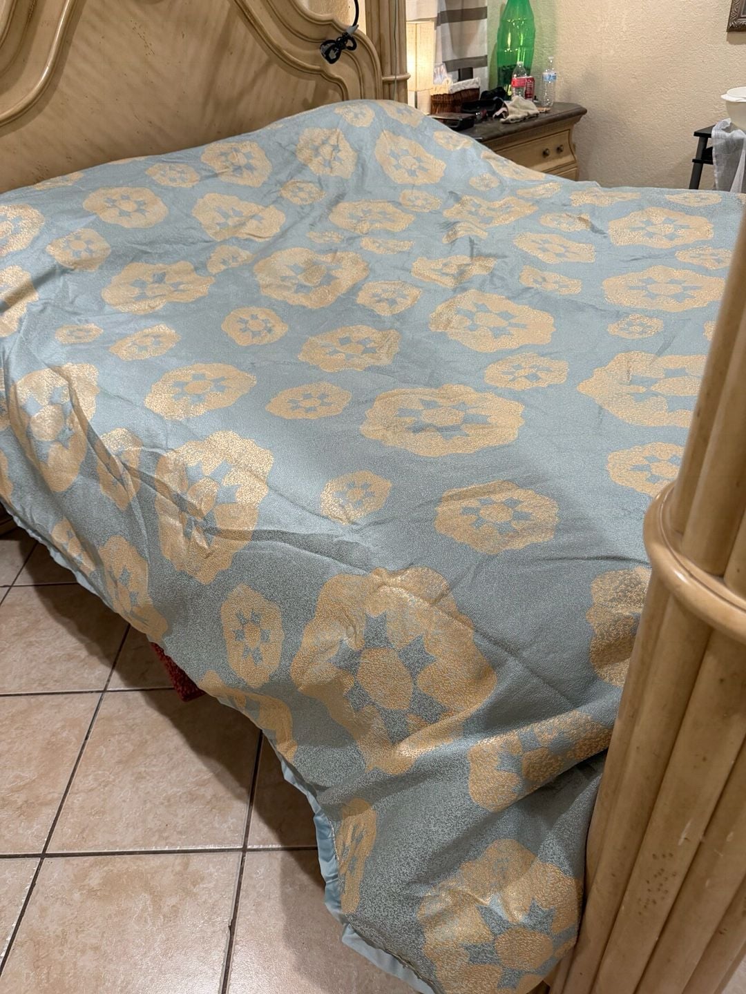 Martha Stewart Comforter Only King mint color Floral Cotton 2