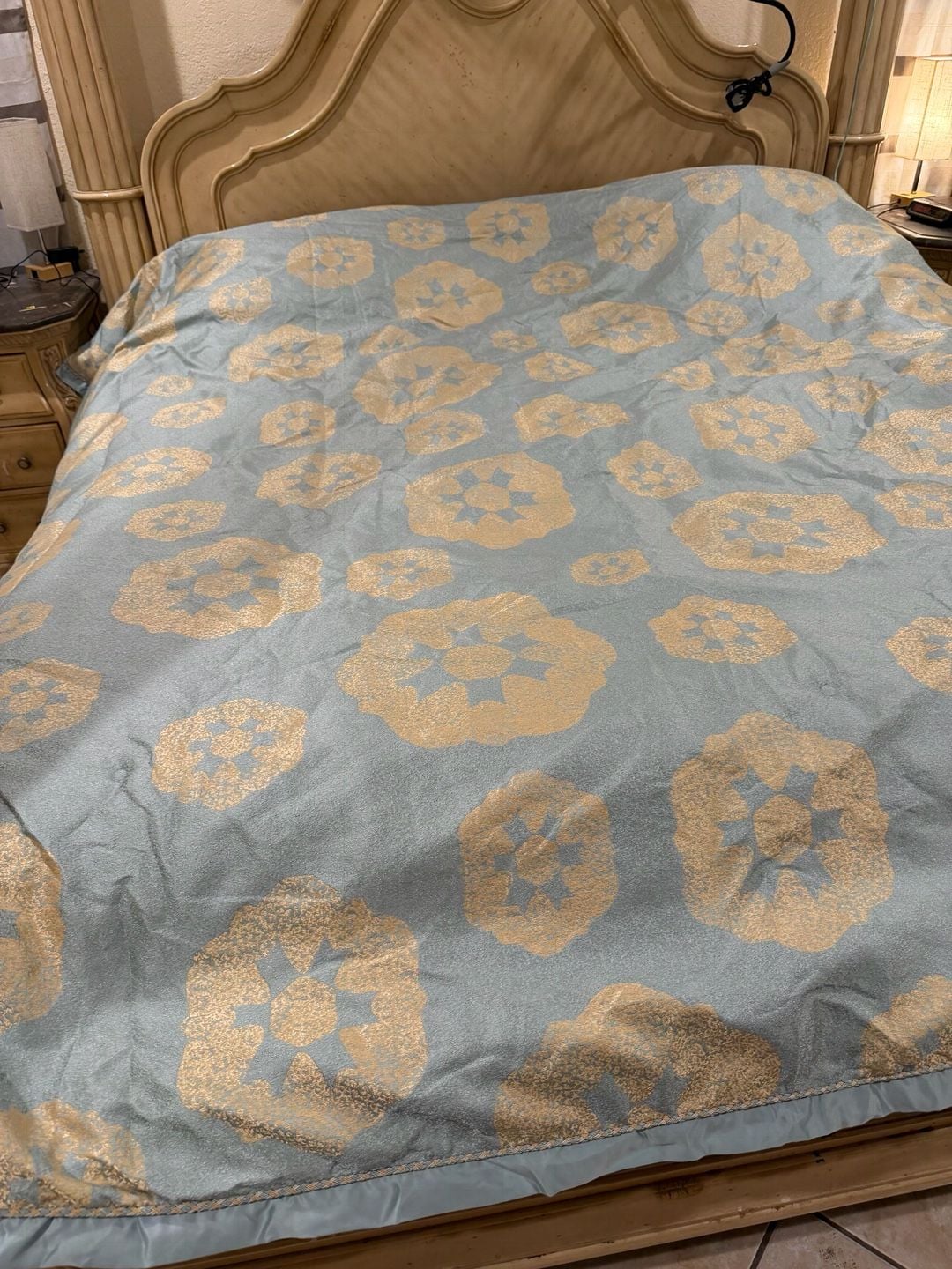 Martha Stewart Comforter Only King mint color Floral Cotton 5