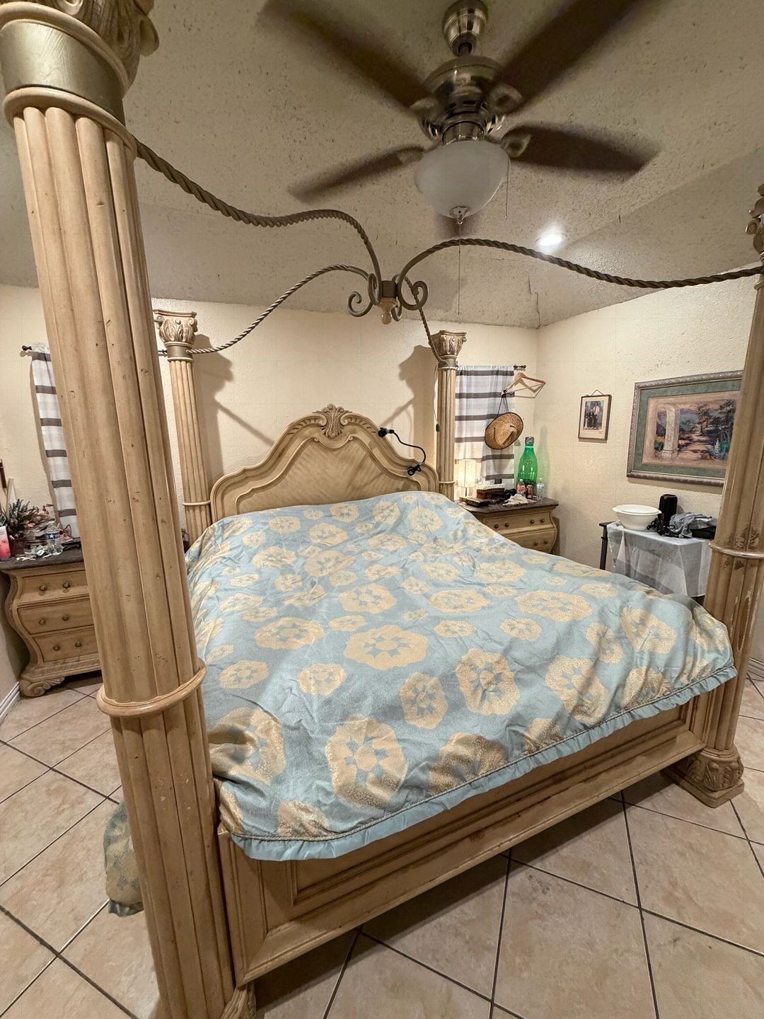 Martha Stewart Comforter Only King mint color Floral Cotton 7