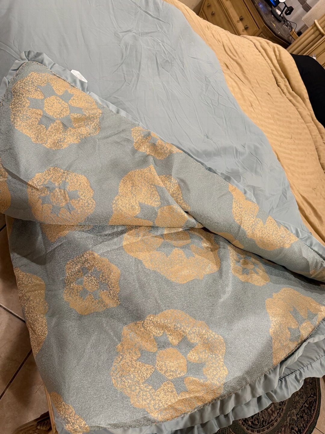 Martha Stewart Comforter Only King mint color Floral Cotton 8
