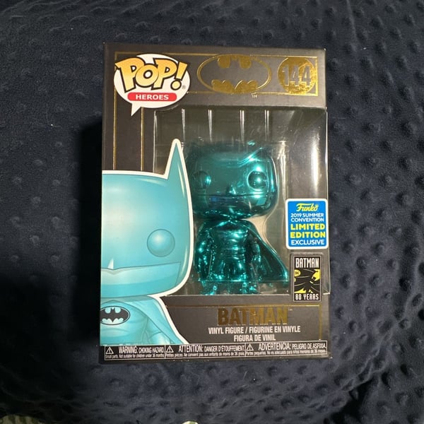 Funko Pop Heroes Batman #144 Teal Chrome 2019 Summer Convention Exclusive