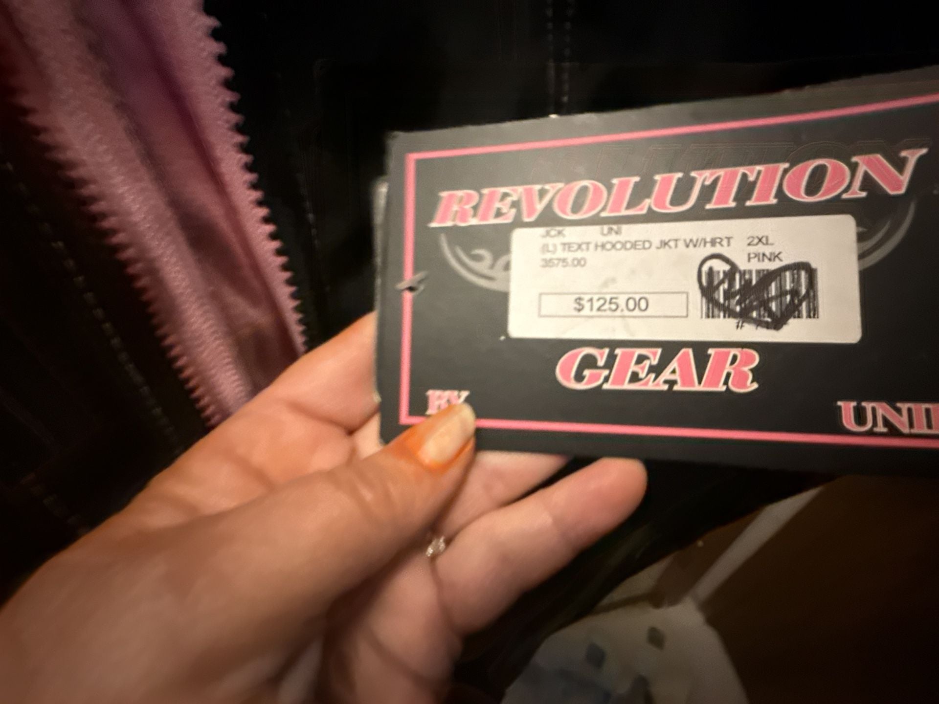 Revolution Gear Text Hooded Jkt w/Hrt Size 2XL Black Pink Jacket 5