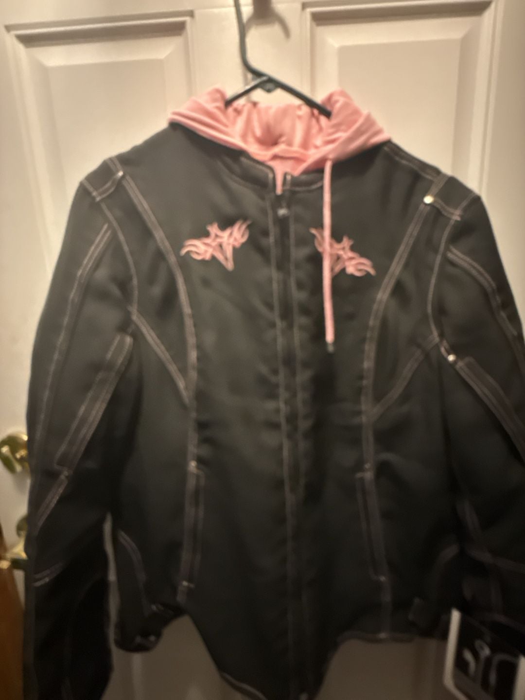 Revolution Gear Text Hooded Jkt w/Hrt Size 2XL Black Pink Jacket 6