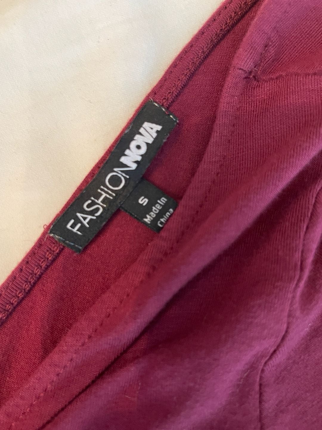 Fashion Nova Hong Kong Ruched Dress Size S Wine Burgundy Long Sleeve 5