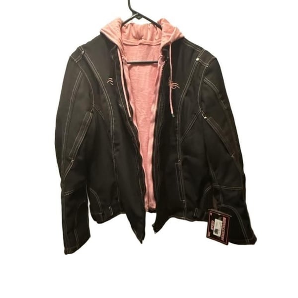 Revolution Gear Text Hooded Jkt w/Hrt Size 2XL Black Pink Jacket