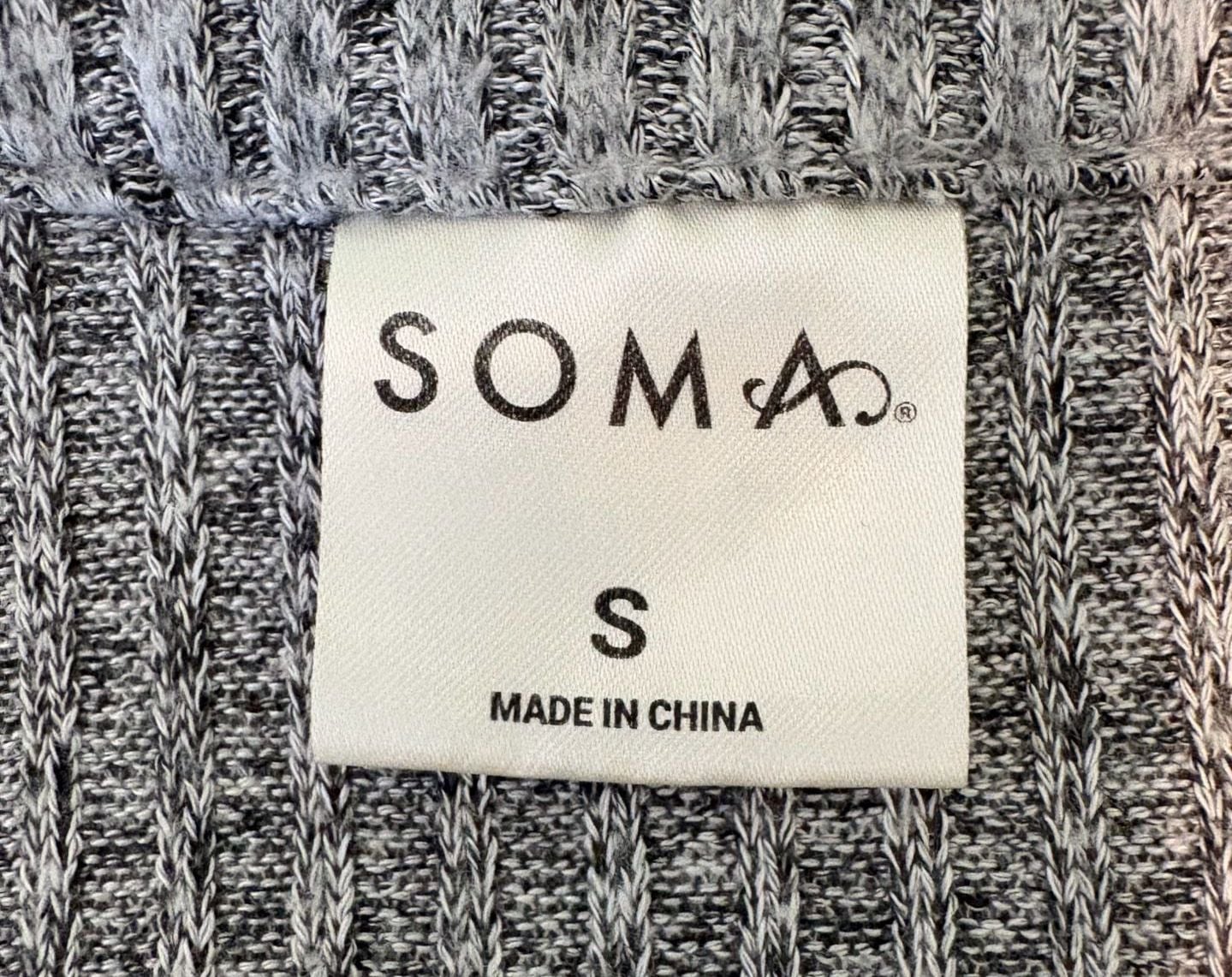 EUC SOMA Grey Ribbed Long Sleeve Henley pullover Loungewear Set Top & Pants, S 3