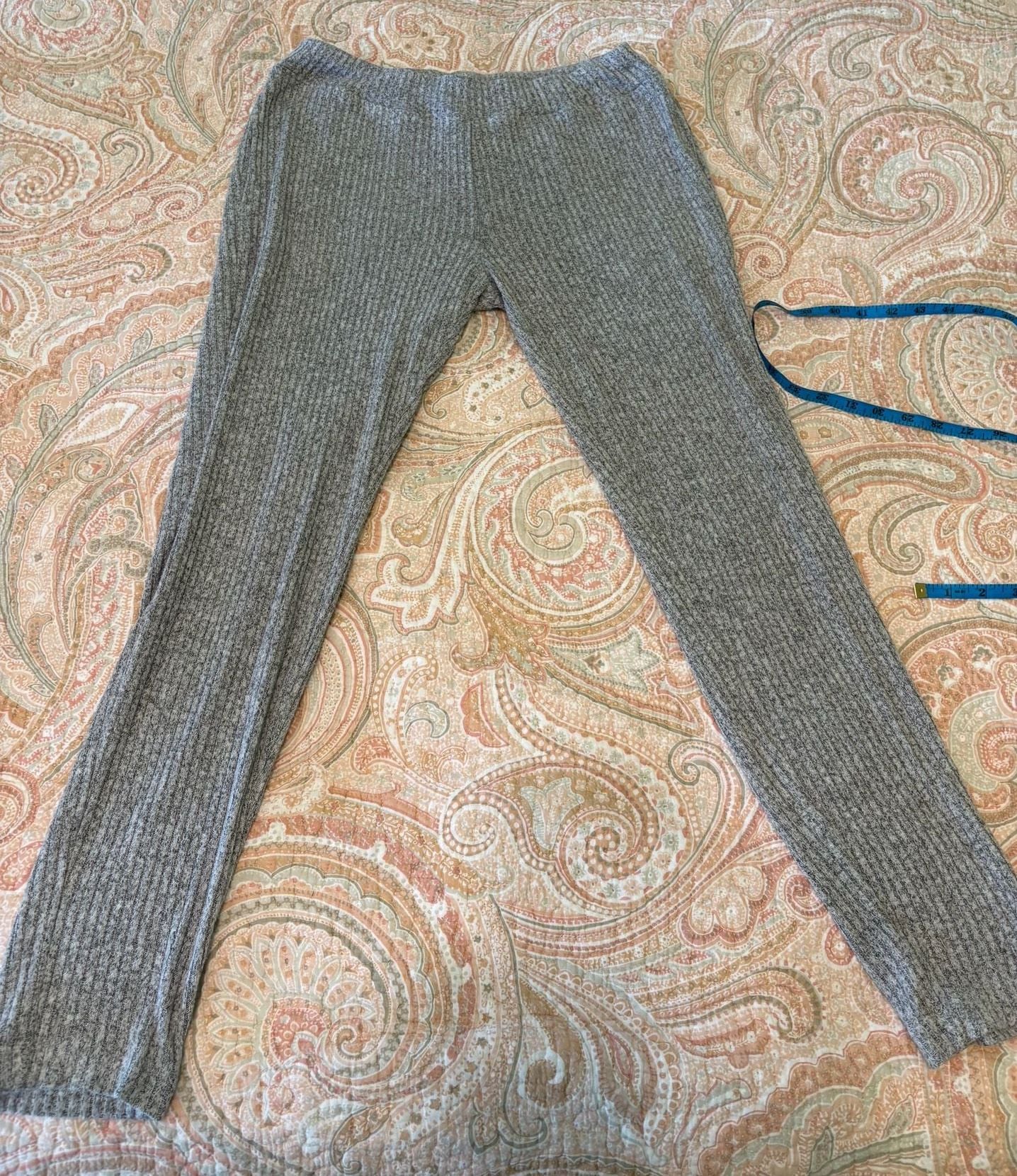 EUC SOMA Grey Ribbed Long Sleeve Henley pullover Loungewear Set Top & Pants, S 8