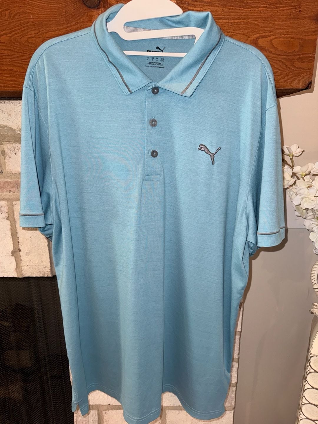 Puma Golf Polo Size L Blue Short Sleeve Athletic Shirt 2