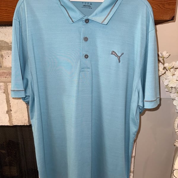 Puma Golf Polo Size L Blue Short Sleeve Athletic Shirt