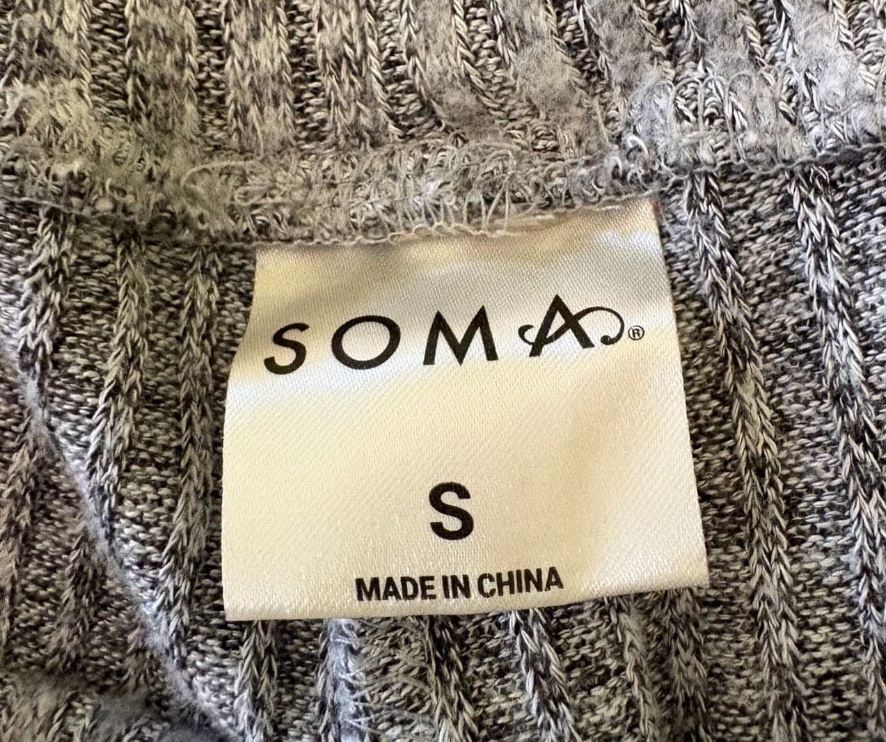 EUC SOMA Grey Ribbed Long Sleeve Henley pullover Loungewear Set Top & Pants, S 9