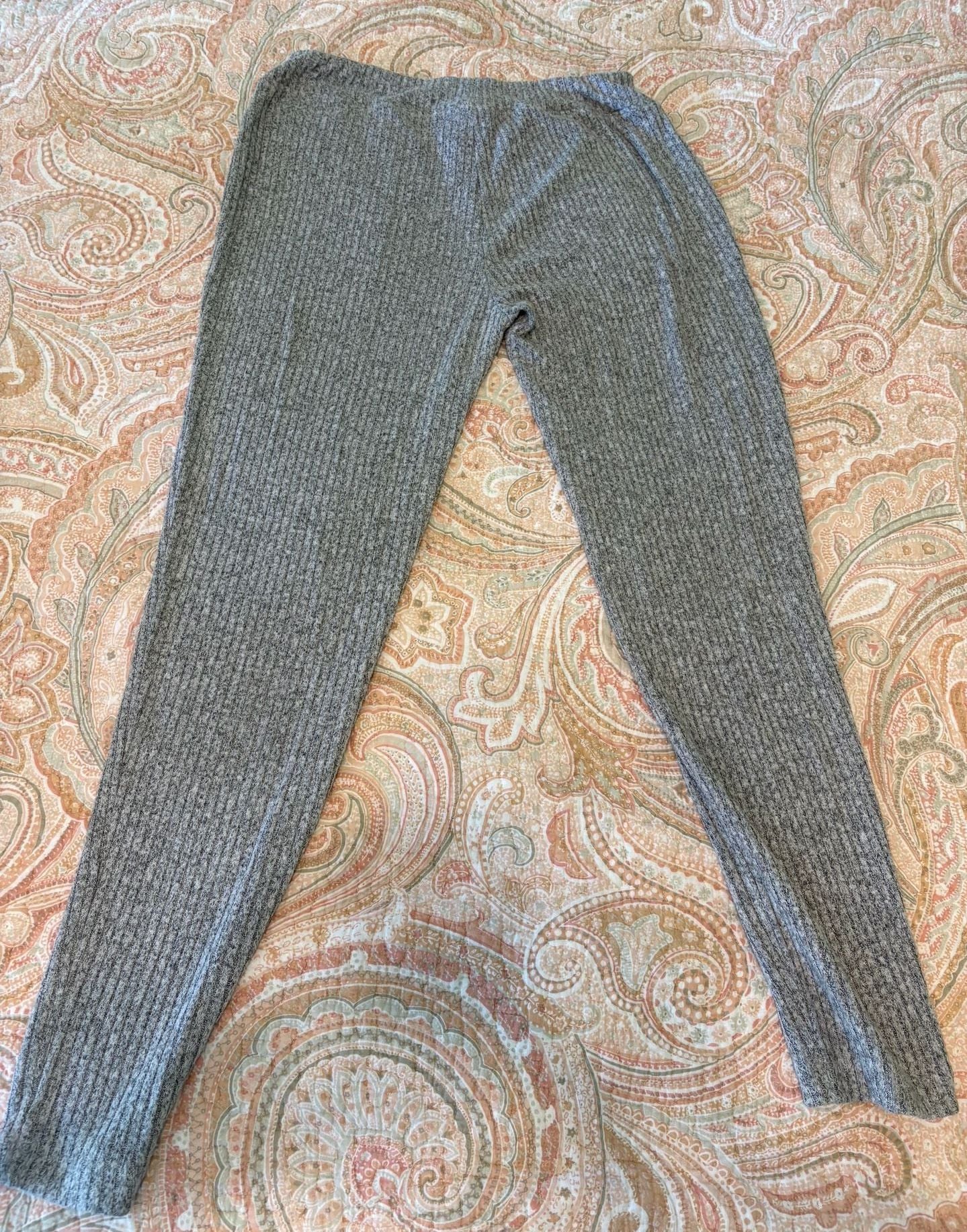EUC SOMA Grey Ribbed Long Sleeve Henley pullover Loungewear Set Top & Pants, S 12