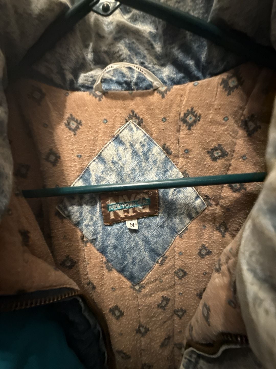 Vintage New York Girl Puffer Jacket Size M Acid Wash Denim Southwest 80s 4