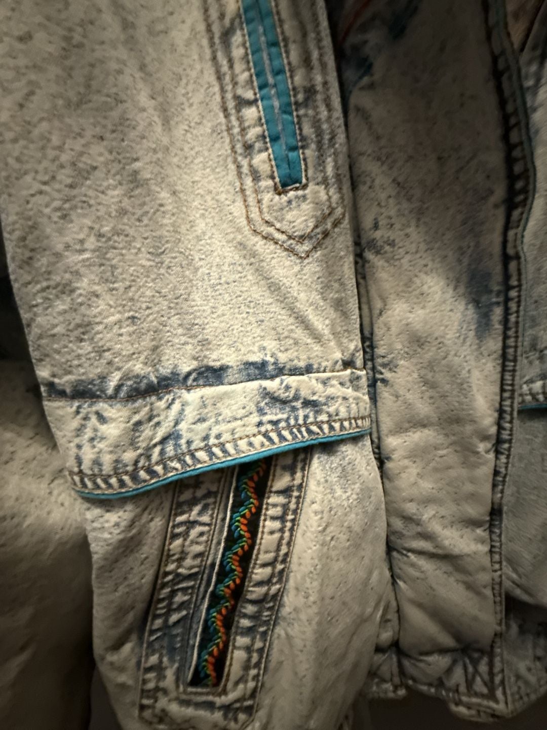 Vintage New York Girl Puffer Jacket Size M Acid Wash Denim Southwest 80s 5