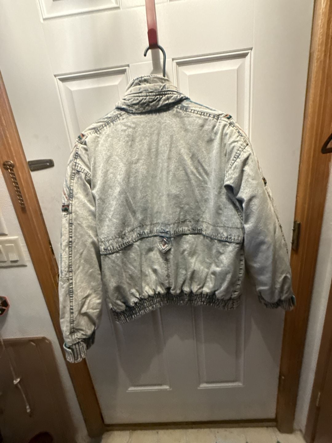 Vintage New York Girl Puffer Jacket Size M Acid Wash Denim Southwest 80s 6