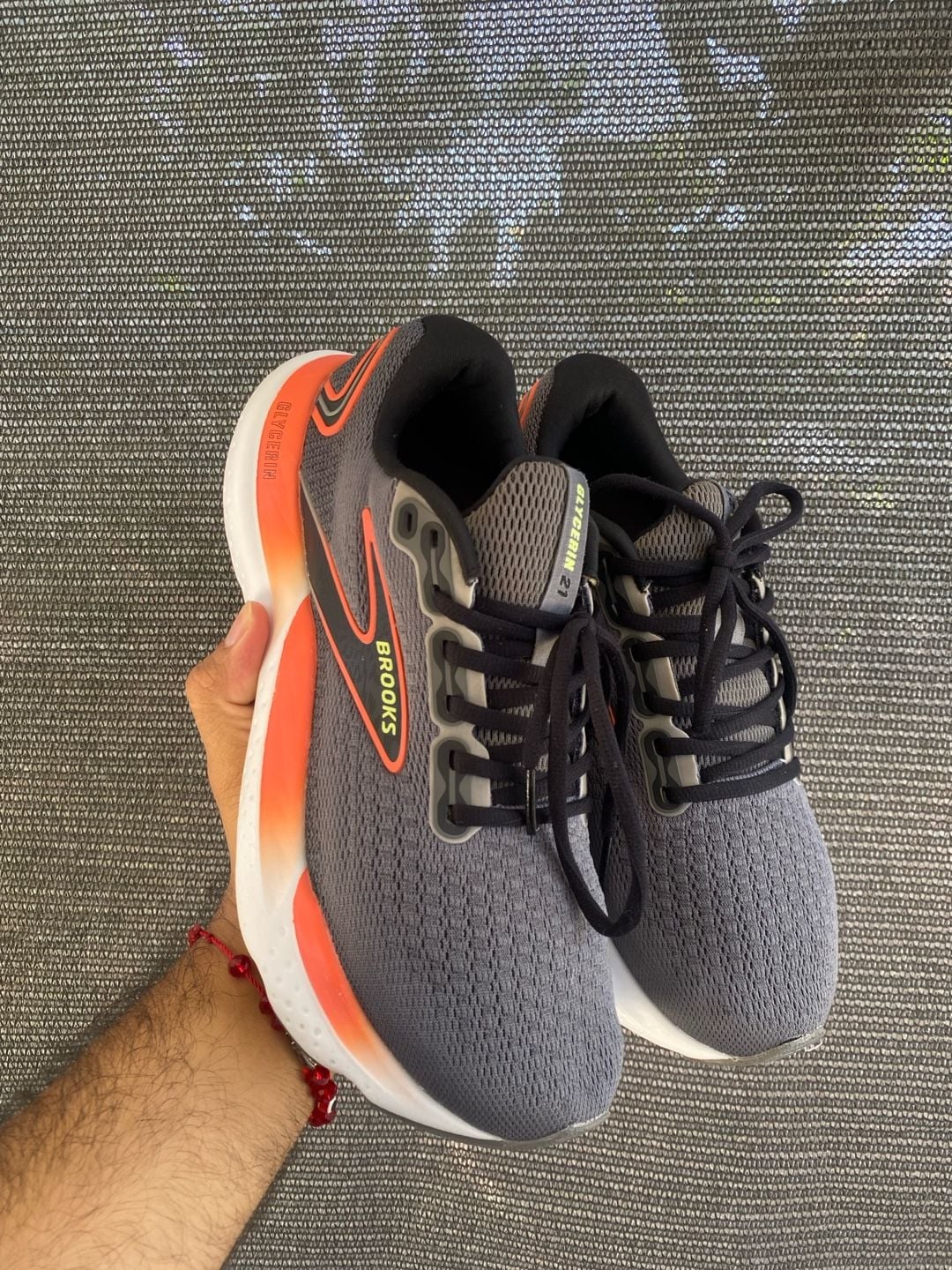 Brooks Glycerin 21 Grey Mandarin Red Running Shoes 3