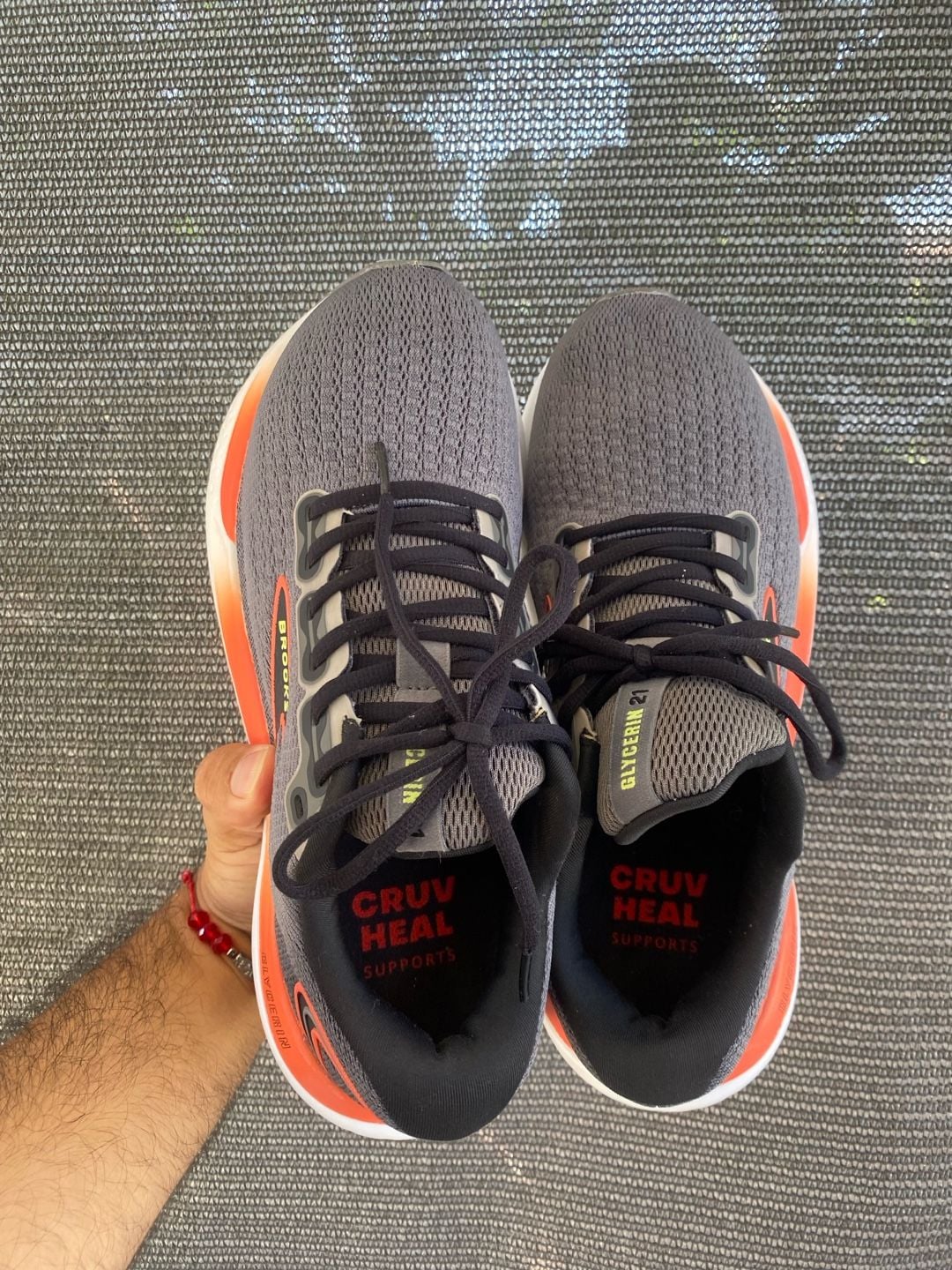 Brooks Glycerin 21 Grey Mandarin Red Running Shoes 5