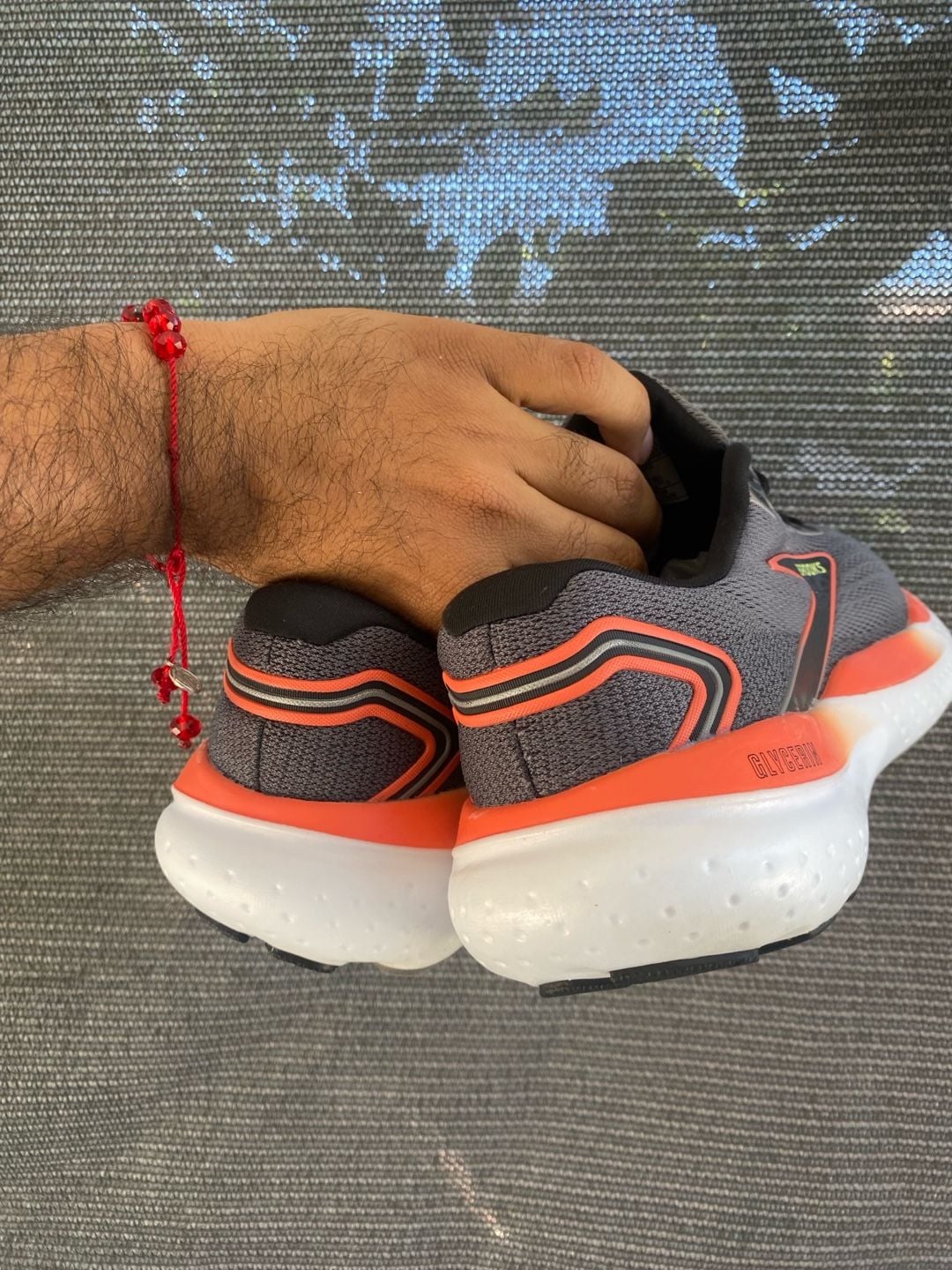 Brooks Glycerin 21 Grey Mandarin Red Running Shoes 7