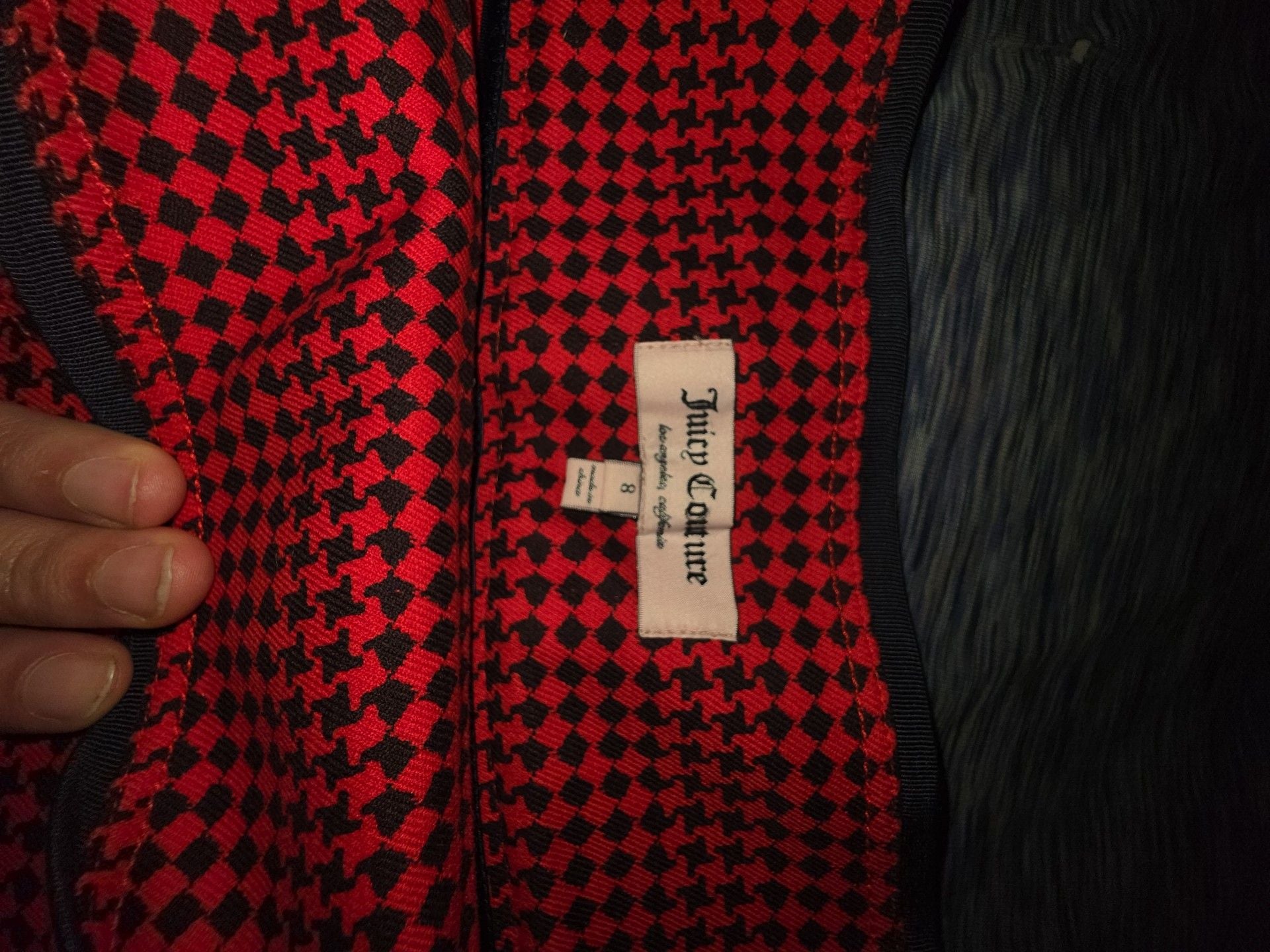 Juicy Couture Mini Skirt Size 8 Red Black Houndstooth Y2K 3