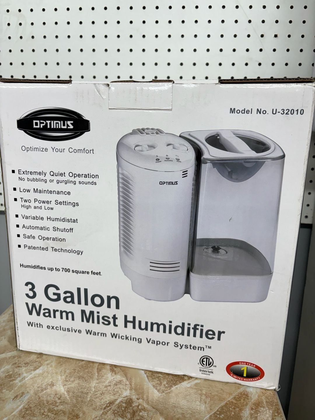 Optimus 3 Gallon Warm Mist Humidifier Model U-32010 1