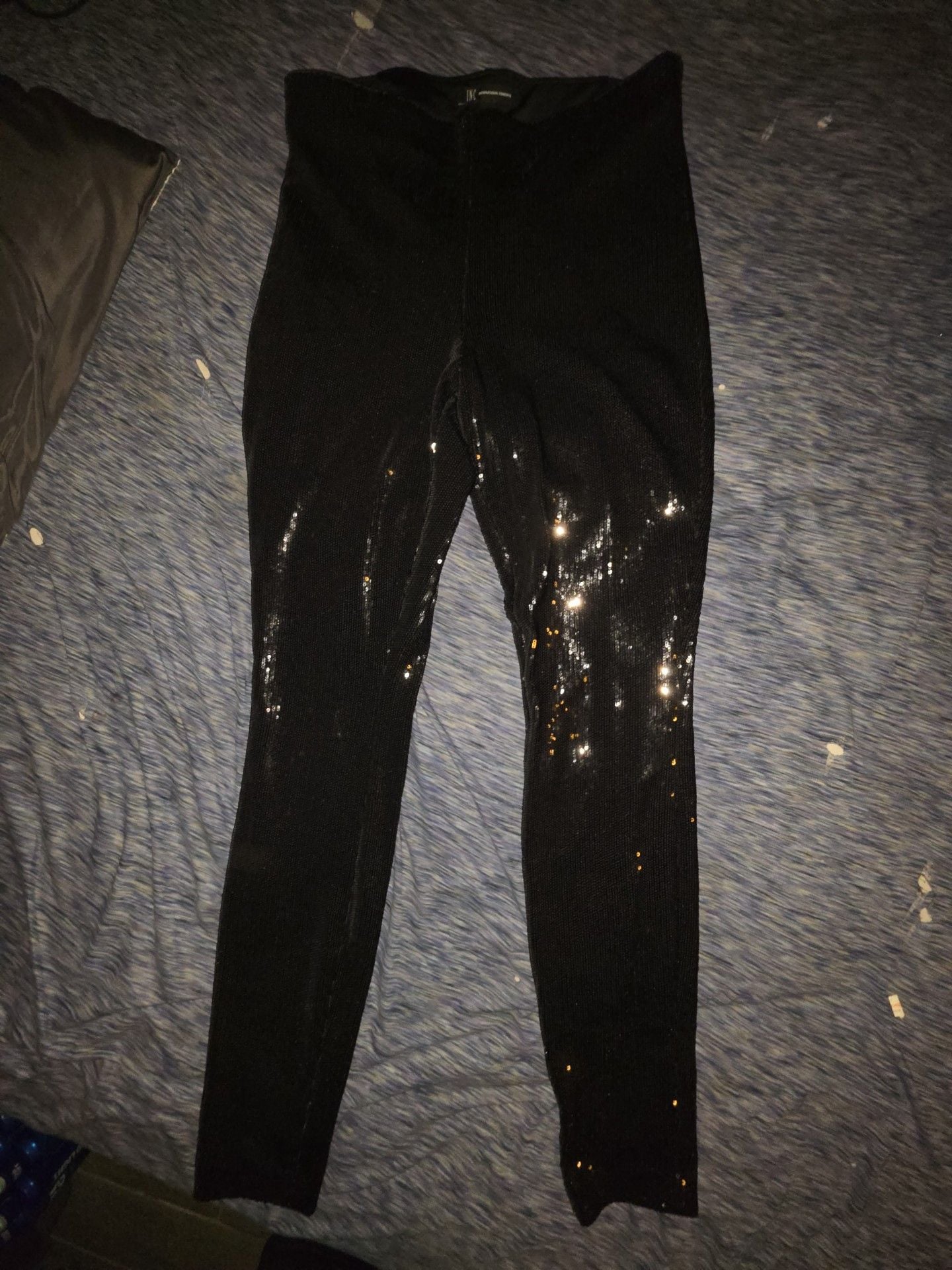 INC International Concepts Sequin Leggings Size M Black 2