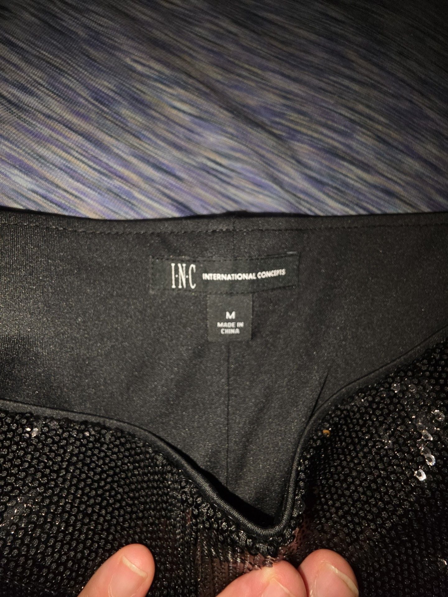 INC International Concepts Sequin Leggings Size M Black 3