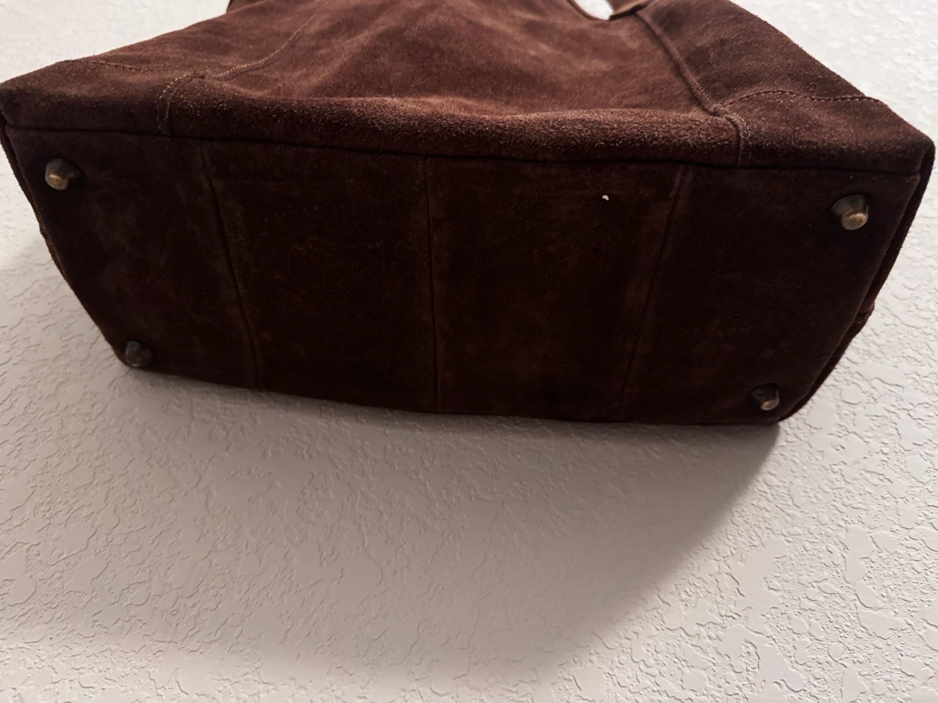 Elenco Brown Suede Leather Tote Handbag 8