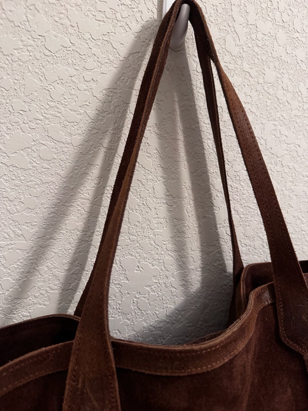 Elenco Brown Suede Leather Tote Handbag 9