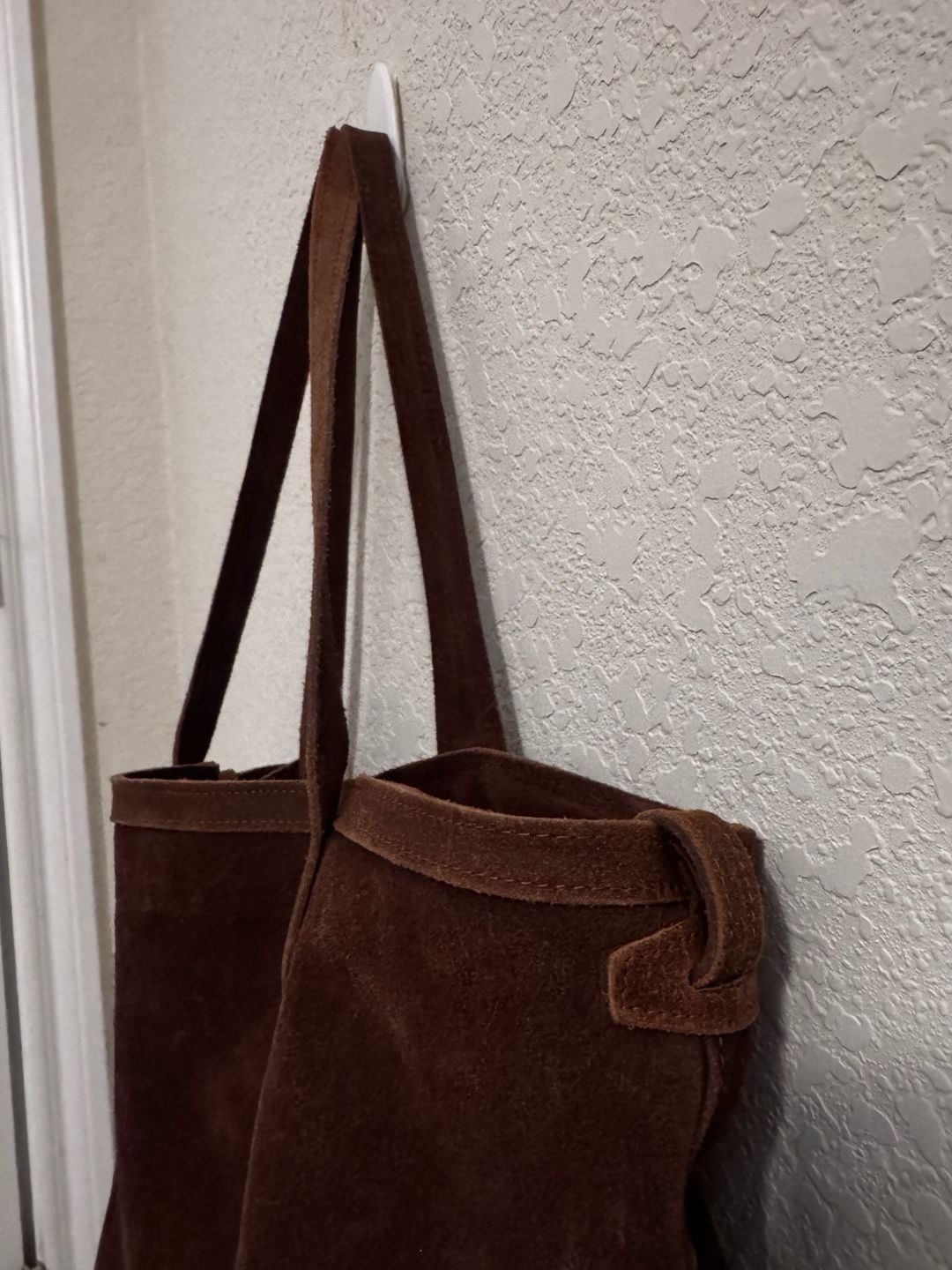 Elenco Brown Suede Leather Tote Handbag 10