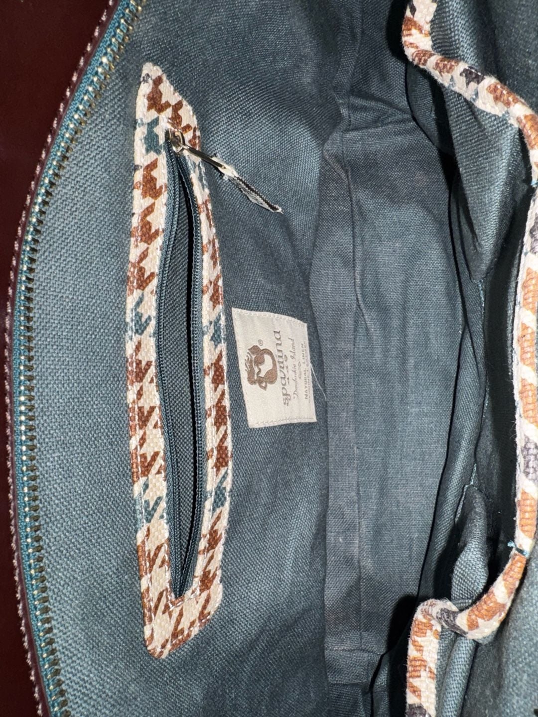 Spartina 449 Houndstooth Tote Bag Brown Leather Shoulder Purse 9