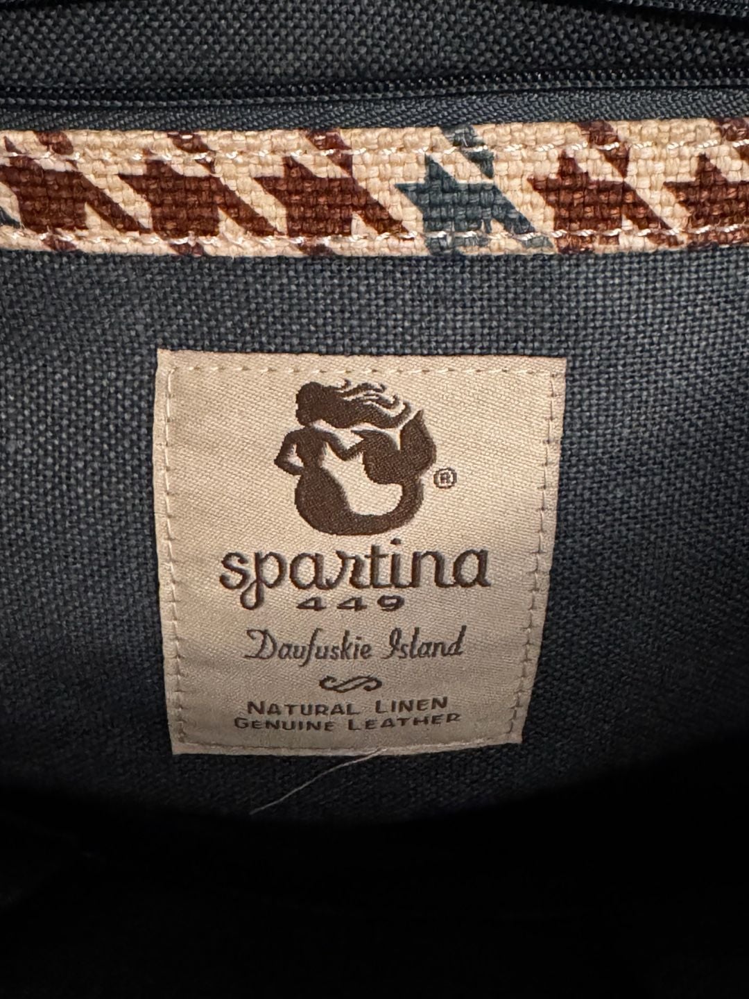 Spartina 449 Houndstooth Tote Bag Brown Leather Shoulder Purse 10