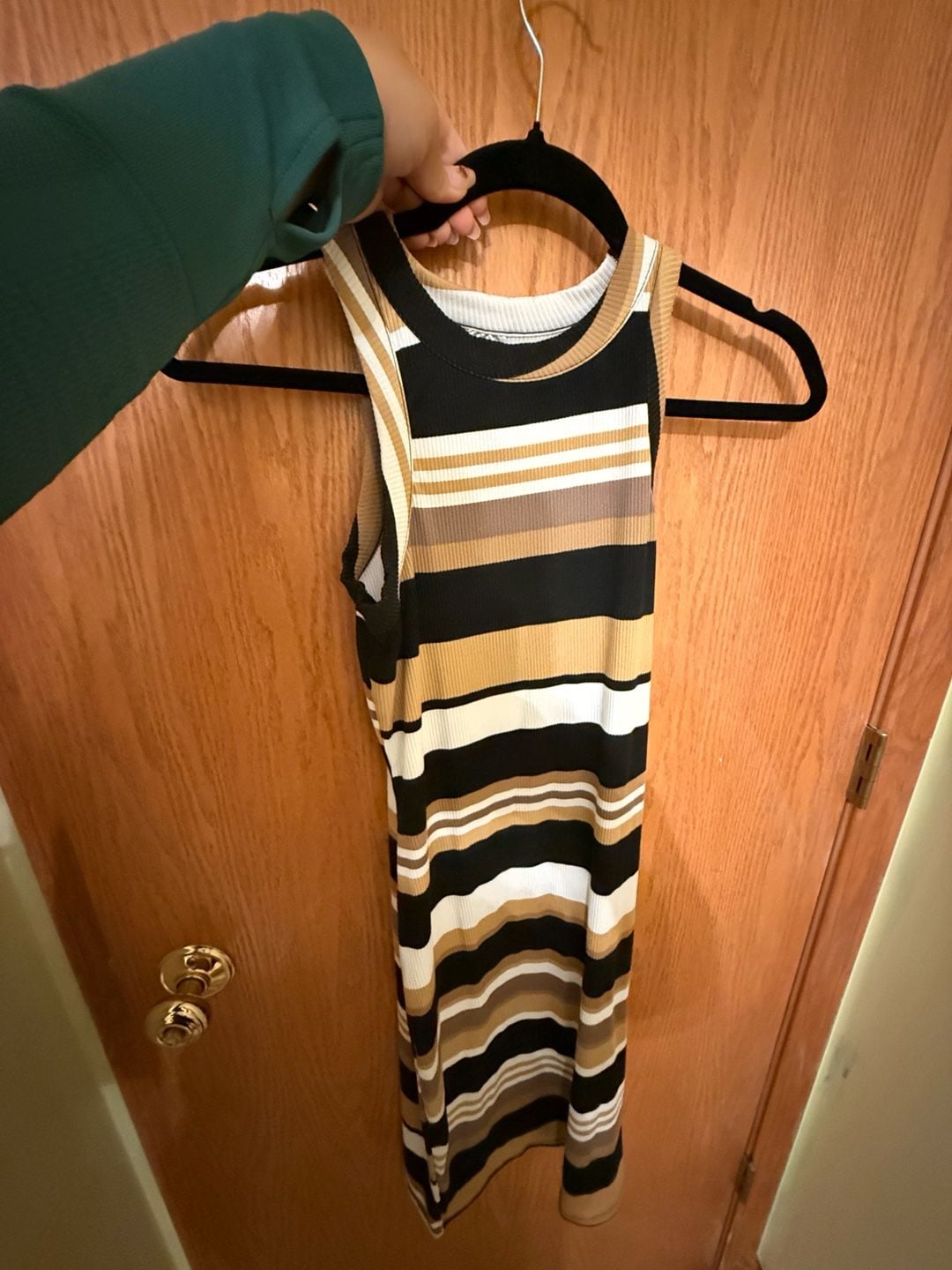 No Boundaries Striped Racerback Dress Size S (3-5) Brown Black White 2
