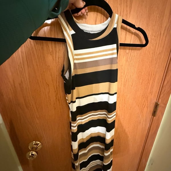 No Boundaries Striped Racerback Dress Size S (3-5) Brown Black White