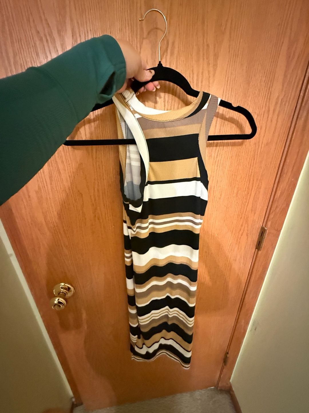 No Boundaries Striped Racerback Dress Size S (3-5) Brown Black White 4