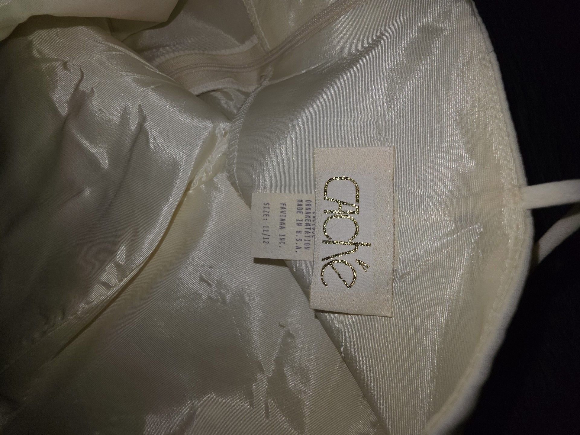Caché Beaded Dress Size 11/12 White Chiffon Mini 3