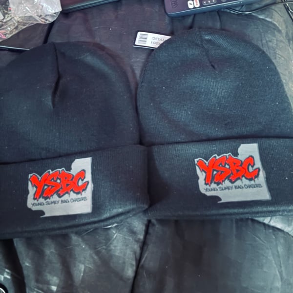 YSBC Young Slimey Bag Chasers Black Cuffed Beanie Hat