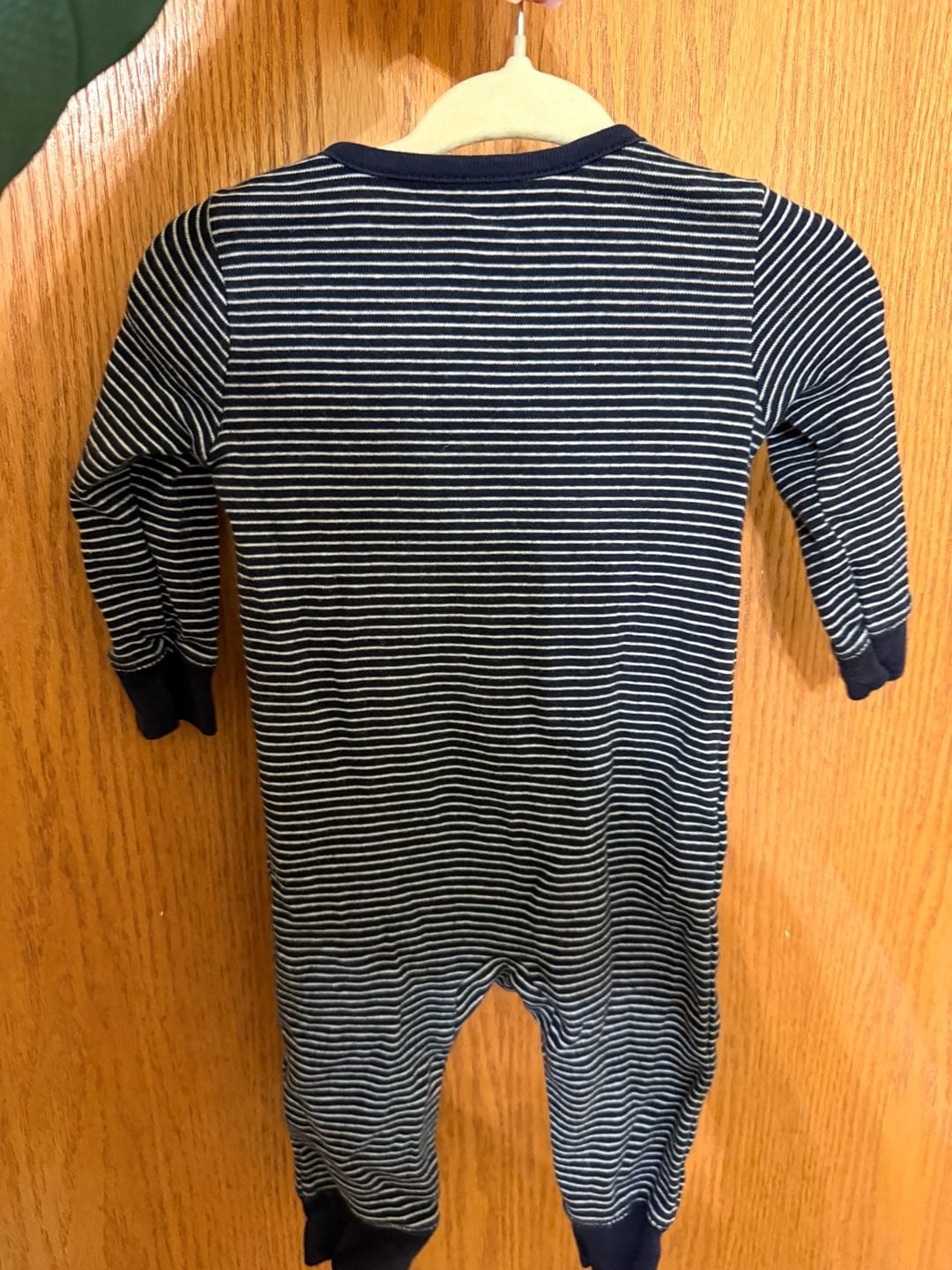Carter's Striped Bear Pocket Footie Pajamas Size 6m Navy Blue 4
