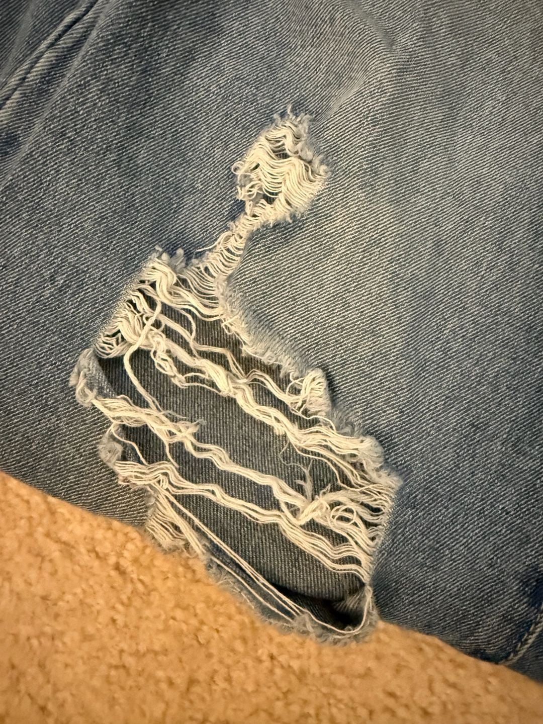 SHEIN Wide Leg Jeans Size 8/10 Blue Ripped Distressed Denim 4