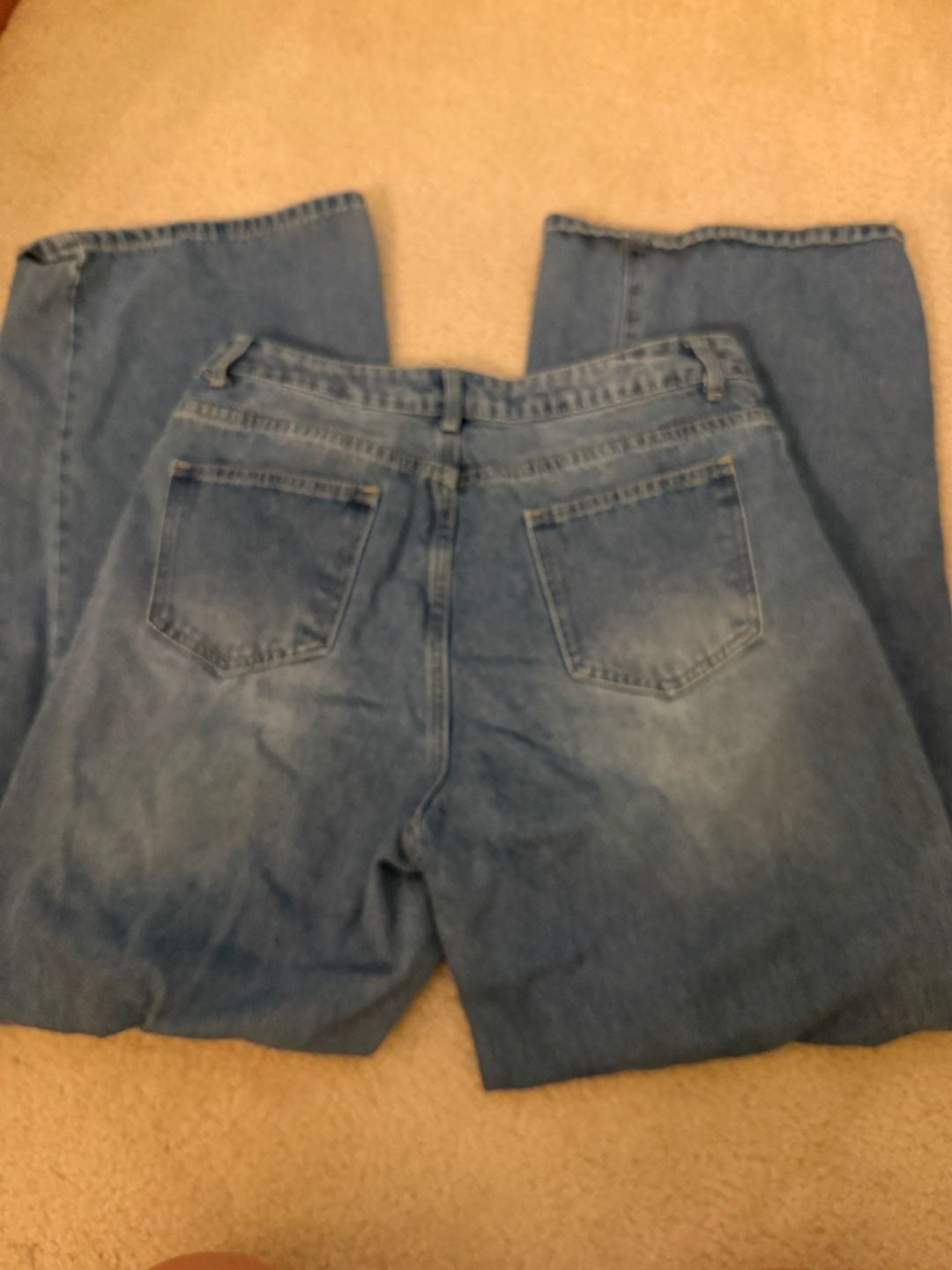 SHEIN Wide Leg Jeans Size 8/10 Blue Ripped Distressed Denim 5