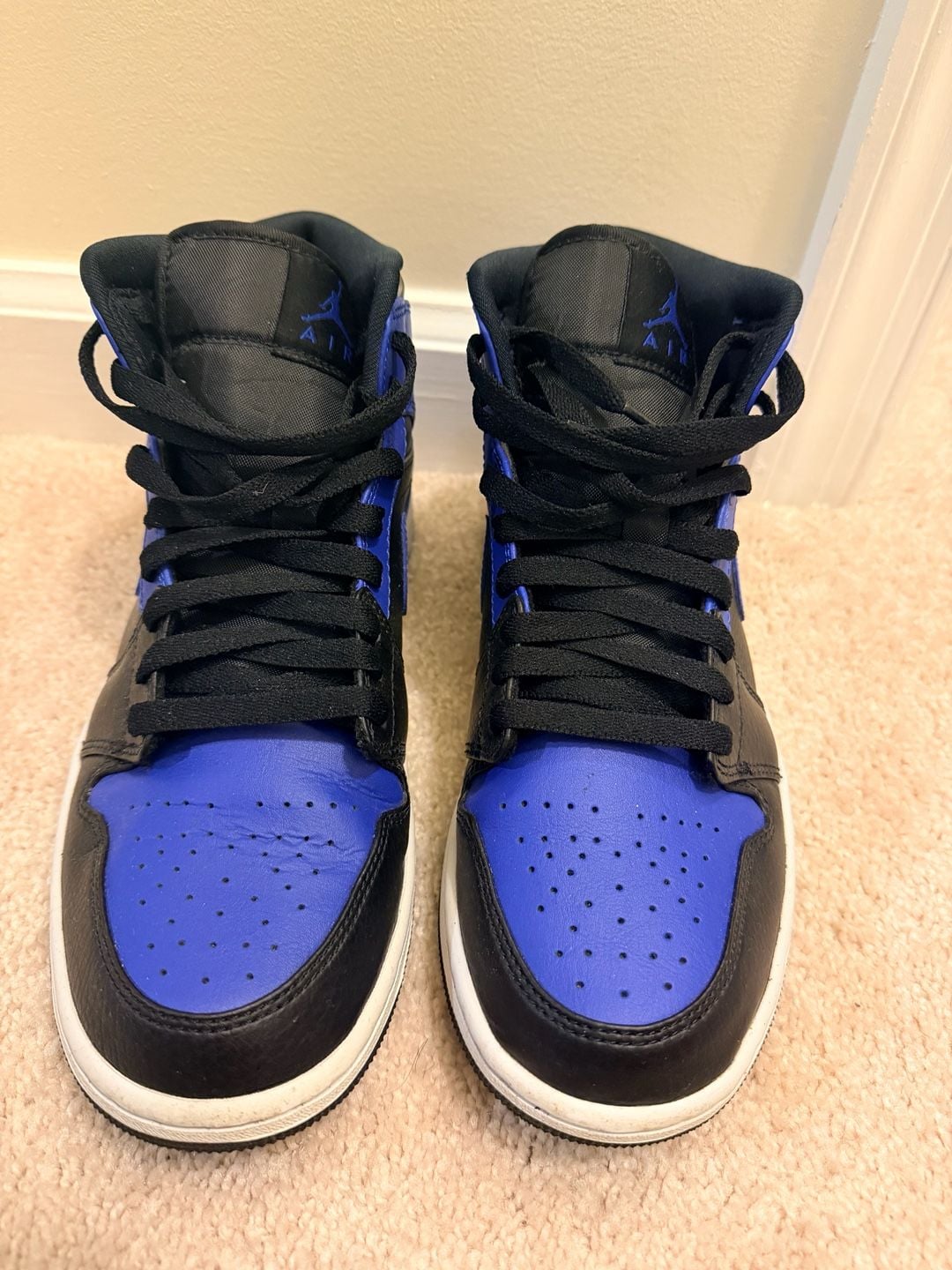 Nike Air Jordan 1 Mid Hyper Royal Black Blue Sneakers 4